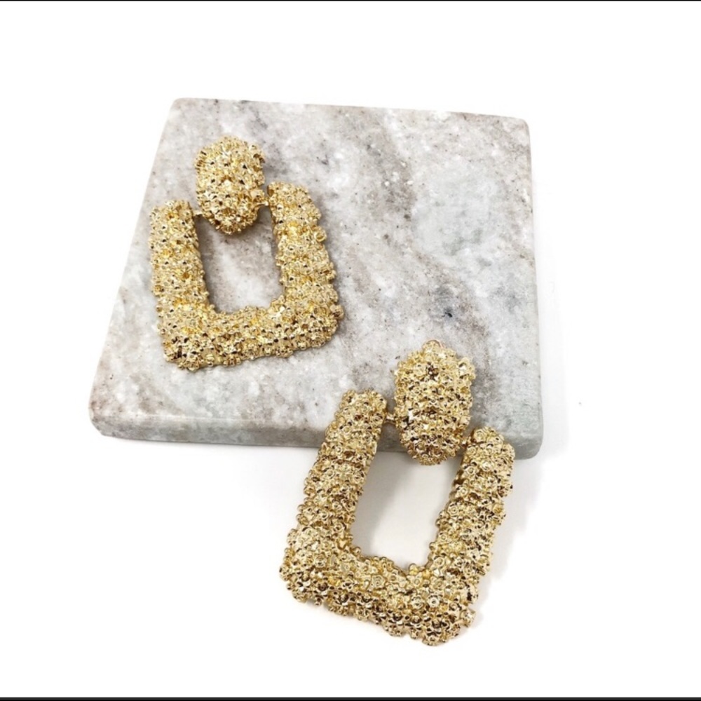 Zara Gold Textured Earrings